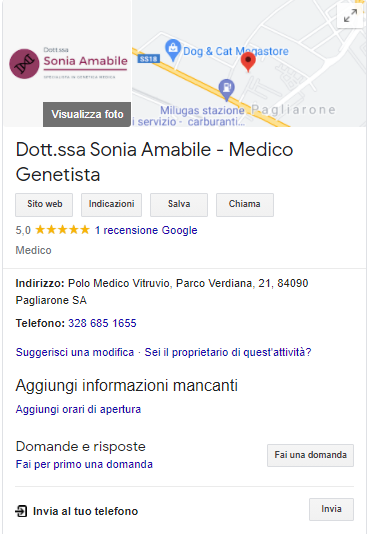 scheda google my business amabile sonia